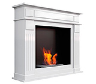 Напольный биокамин с обрамлением и топливным блоком