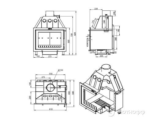 Каминная топка ASTON 600 с футеровкой