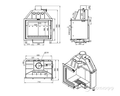 Каминная топка ASTON 700 из котловой стали