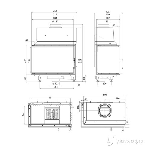 Каминная топка MINISTR 11.680 L из стали Каминная топка MINISTR 11.680 L из стали