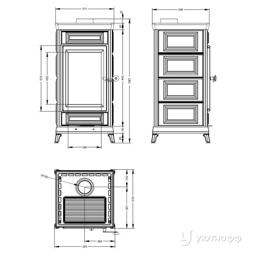 Отопительная печь Астов Майолика красный
