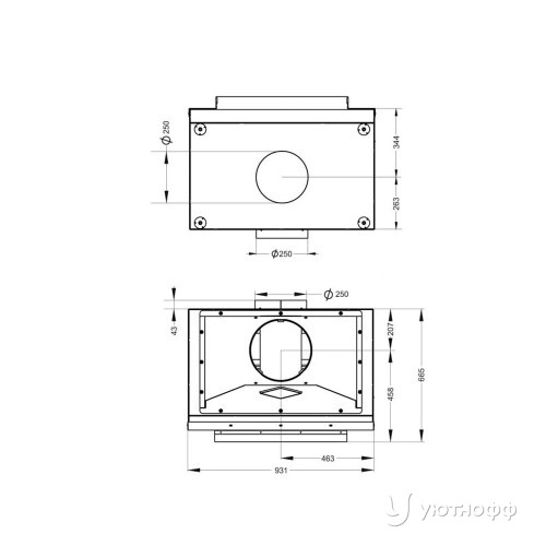 Открытая каминная топка О1С 65\50 с сеткой Открытая каминная топка О1С 65\50 с сеткой