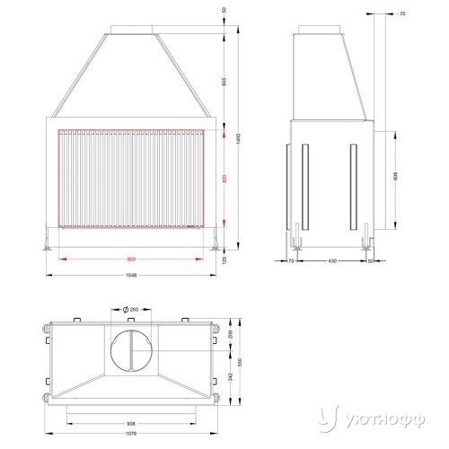 Открытая каминная топка ОПС 900 Открытая каминная топка ОПС 900
