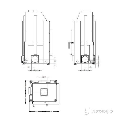 Топка каминная П2С 600 сталь 6 кВт Топка каминная П2С 600 сталь 6 кВт