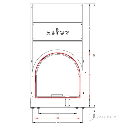 Топка каминная ПСА 7070 6 кВт с арочной дверкой