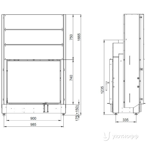 Топка каминная ПТ 9074 туннельного типа