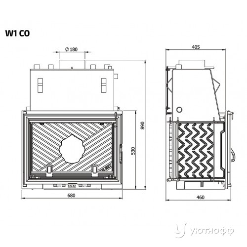 Каминная чугунная топка Kaw-Met W1 CO Каминная чугунная топка Kaw-Met W1 CO