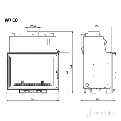 Каминная чугунная топка Kaw-Met W7 CO Каминная чугунная топка Kaw-Met W7 CO
