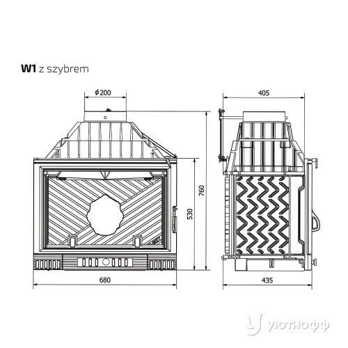 Каминная чугунная топка Kaw-Met W1 Каминная чугунная топка Kaw-Met W1