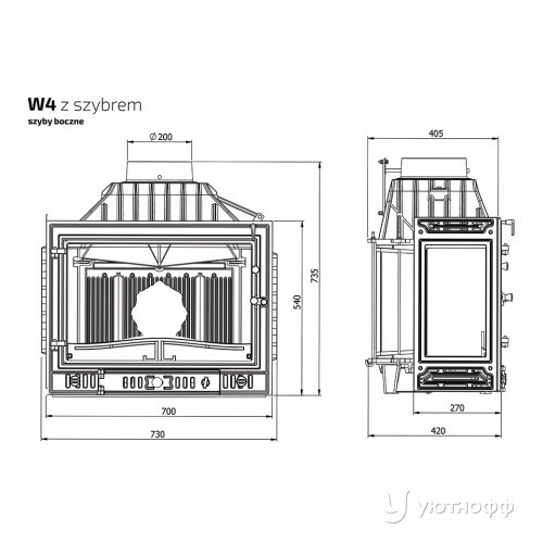 Каминная чугунная топка Kaw-Met W4 LB/PB Каминная чугунная топка Kaw-Met W4 LB/PB