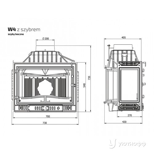 Каминная чугунная топка Kaw-Met W4 PLB Каминная чугунная топка Kaw-Met W4 PLB