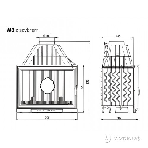 Каминная чугунная топка Kaw-Met W8 Каминная чугунная топка Kaw-Met W8