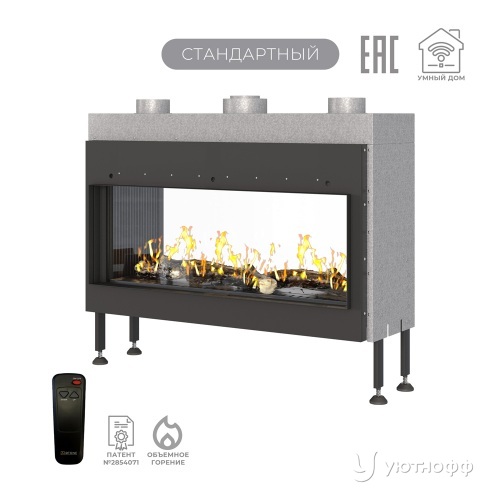 Каминная сквозная топка на газу Airtone Gassi 1000 с дровами