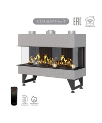 Газовый камин Airtone Gassi 1000 трехсторонний с дровами