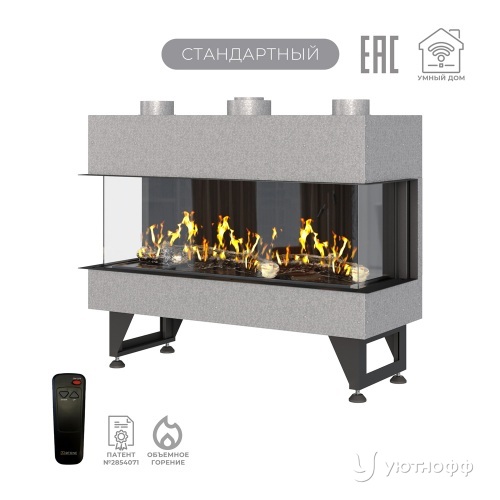 Каминная трехсторонняя топка на газу Airtone Gassi 1000 с дровами