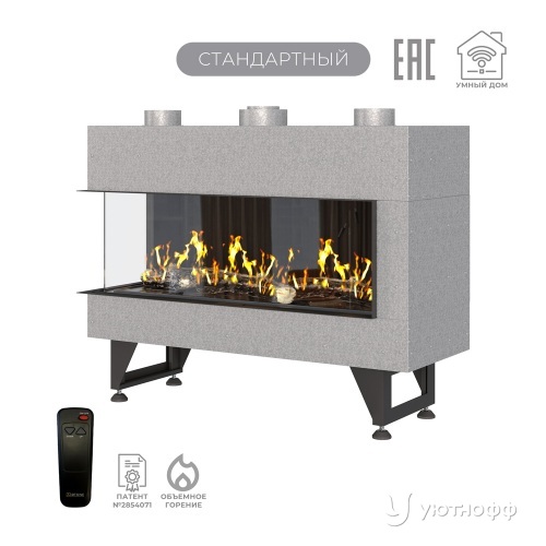 Каминная угловая топка на газу Airtone Gassi 1000 с дровами