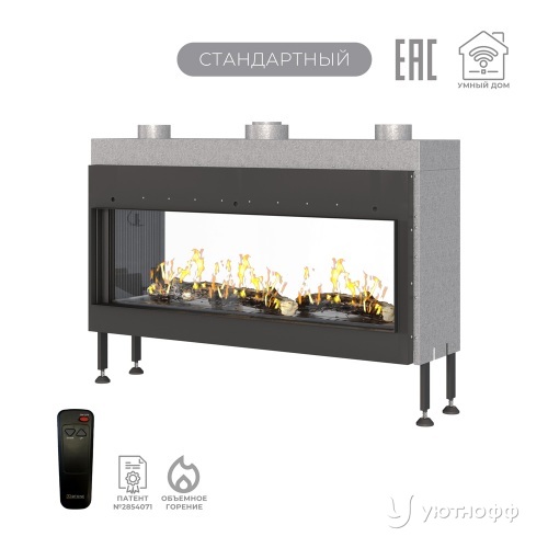 Каминная сквозная топка на газу Airtone Gassi 1200 с дровами