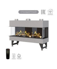 Газовый камин Airtone Gassi 1200 трехсторонний с дровами