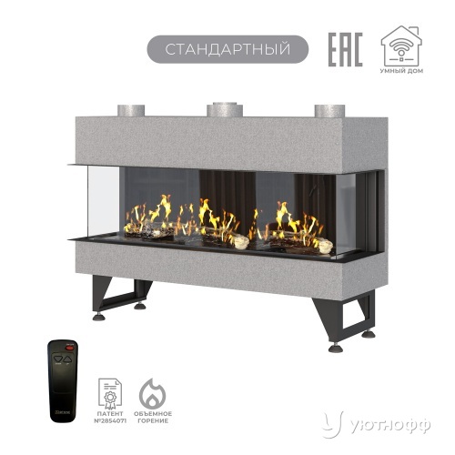Каминная трехсторонняя топка на газу Airtone Gassi 1200 с дровами