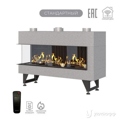 Каминная угловая топка на газу Airtone Gassi 1200 с дровами