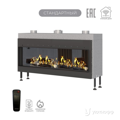 Каминная фронтальная топка на газу Airtone Gassi 1400 с дровами