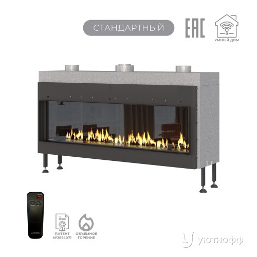 Каминная фронтальная топка на газу Airtone Gassi 1400 с пультом ДУ