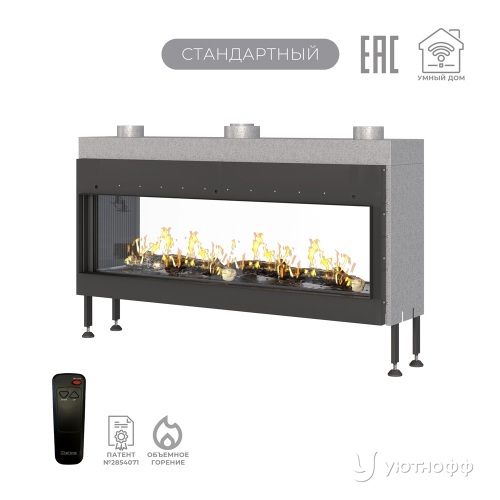 Каминная сквозная топка на газу Airtone Gassi 1400 с дровами