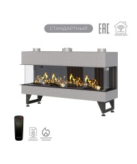 Газовый камин Airtone Gassi 1400 трехсторонний с дровами
