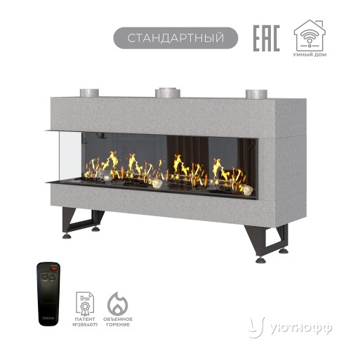 Каминная угловая топка на газу Airtone Gassi 1400 с дровами