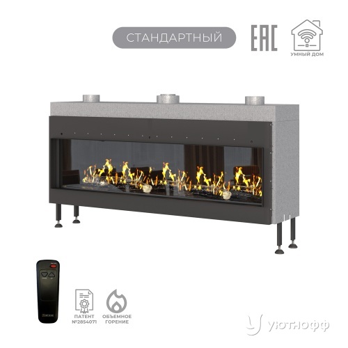 Каминная фронтальная топка на газу Airtone Gassi 1600 с дровами