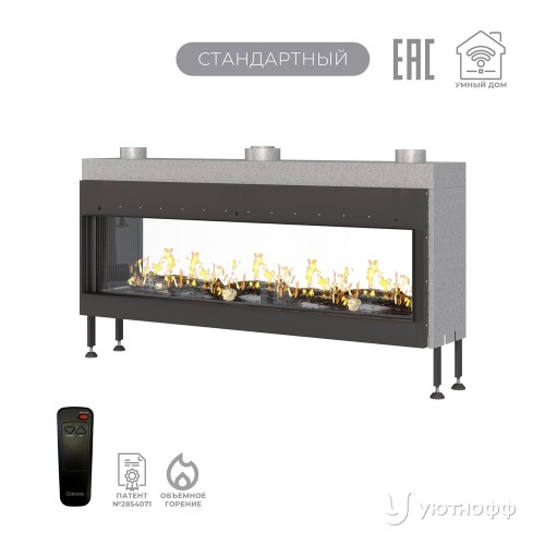 Каминная сквозная топка на газу Airtone Gassi 1600 с дровами