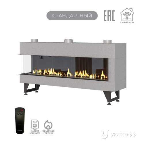 Каминная угловая топка на газу Airtone Gassi 1600 с пультом ДУ