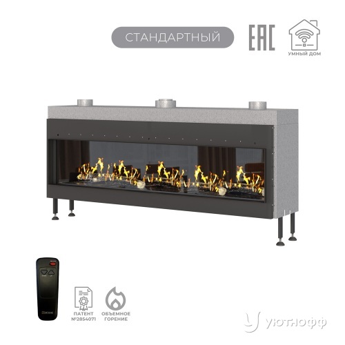 Каминная фронтальная топка на газу Airtone Gassi 1800 с дровами