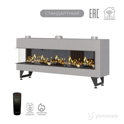 Каминная угловая топка на газу Airtone Gassi 1800 с дровами
