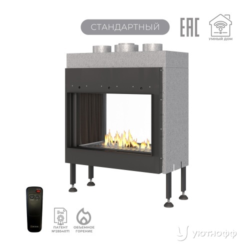 Каминная сквозная топка на газу Airtone Gassi 600 с пультом ДУ