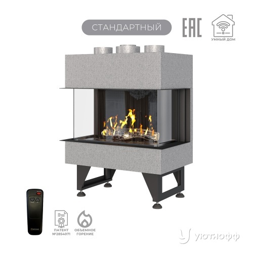 Каминная трехсторонняя топка на газу Airtone Gassi 600 с дровами