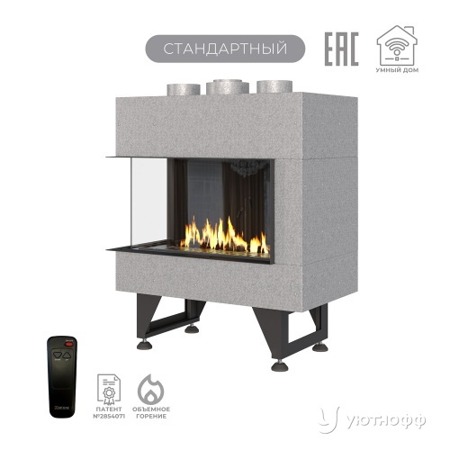 Каминная угловая топка на газу Airtone Gassi 600 с пультом ДУ