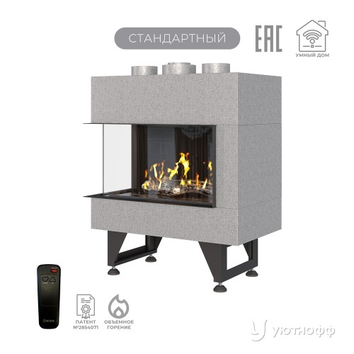 Каминная угловая топка на газу Airtone Gassi 600 с дровами