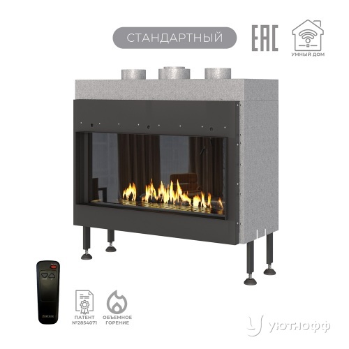 Каминная фронтальная топка на газу Airtone Gassi 800 с пультом ДУ
