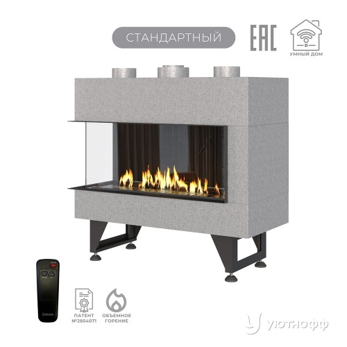 Каминная угловая топка на газу Airtone Gassi 800 с пультом ДУ