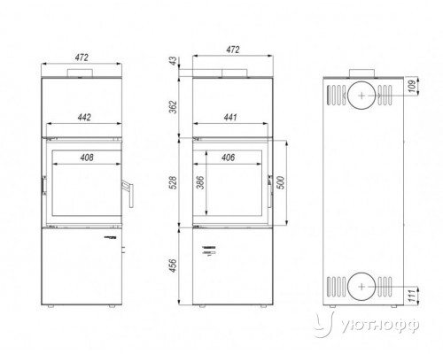 Дровяная печь DEFRO HOME QUADROOM из стали