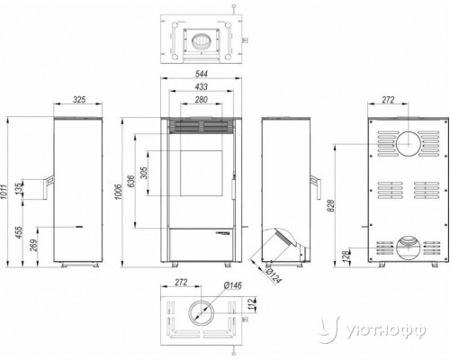 Дровяная печь DEFRO HOME VIVA из черной стали