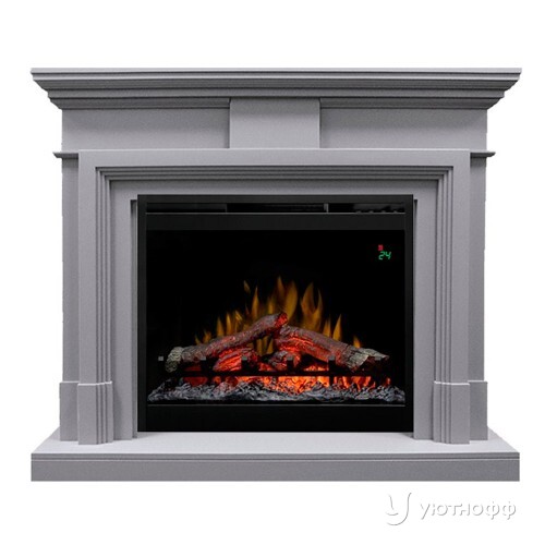 Электрокамин Ковентри серый с очагом Симфония 26 и XHD28 на выбор