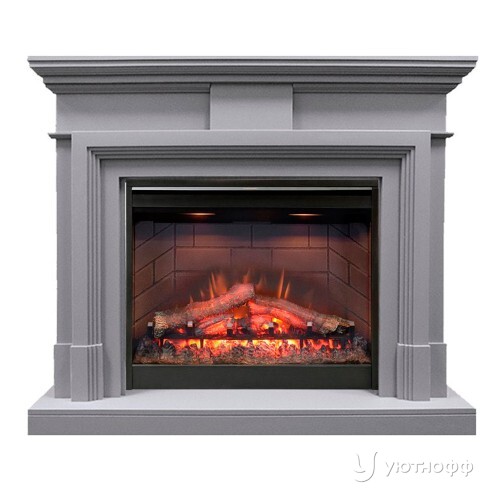 Электрокамин Ковентри серый с очагом Симфония 26 и XHD28 на выбор