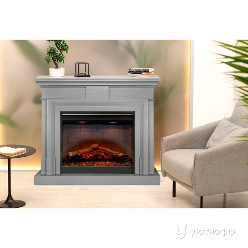 Электрокамин Ковентри серый с очагом Симфония 26 и XHD28 на выбор