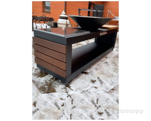 Угольный гриль DIO Kitchen Long 750 с чугунной поверхностью