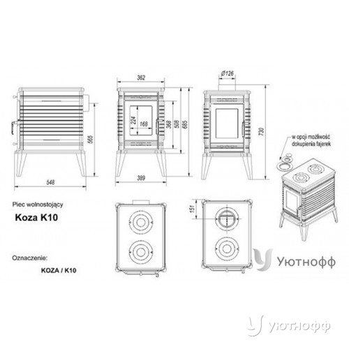 Дровяная печь Kratki Koza/K10 с термостатом Дровяная печь Kratki Koza/K10 с термостатом