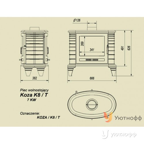 Дровяная печь Кратки Коза/K8/T сквозная Дровяная печь Кратки Коза/K8/T сквозная