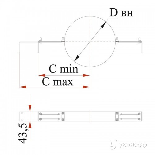 Хомут опорный на трубу с изоляцией Дымок 150/230 мм (толщина стали 0,5 мм)