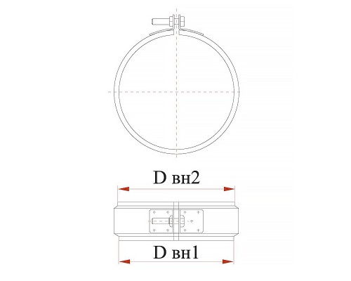 Хомут соединительный на трубу с изоляцией Дымок 115/200 мм (0,5 мм)